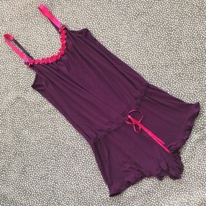 Betsey Johnson Pink & Purple Romper Pajamas Size M